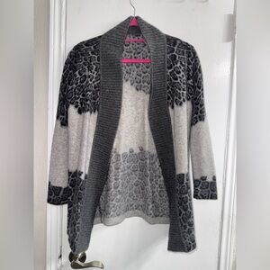 Saks Fifth Avenue leopard print open-front cashmere cardigan size S